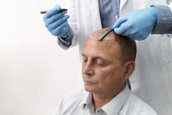 male going through follicular unit extraction process min